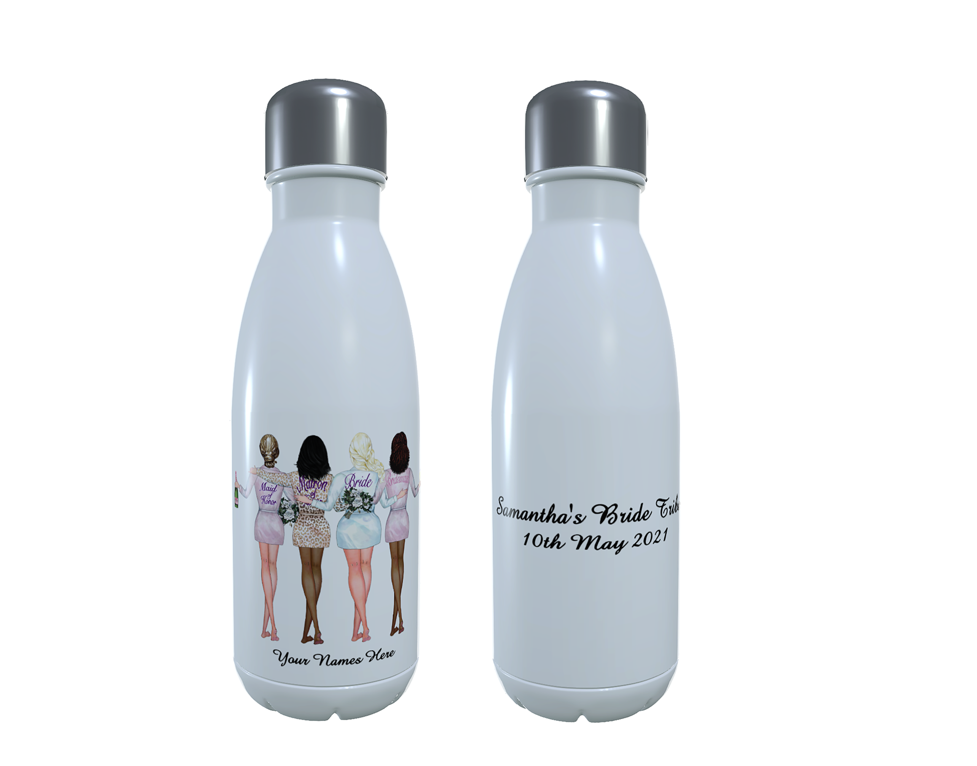 Bride Tribe Personalised Water Bottle, Bride Squad Thermos